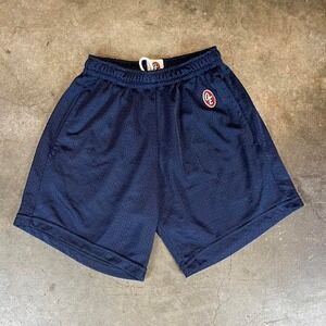 Old English Brand womens Navy Blue Mesh Athletic Gym Shorts OE Logo Size Small